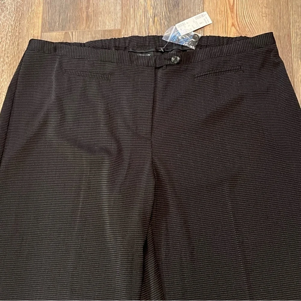 Vtg AVENUE Size 22 Polka Dot Black Stretch Cuffed Dress Pants‎ Career Wide Leg